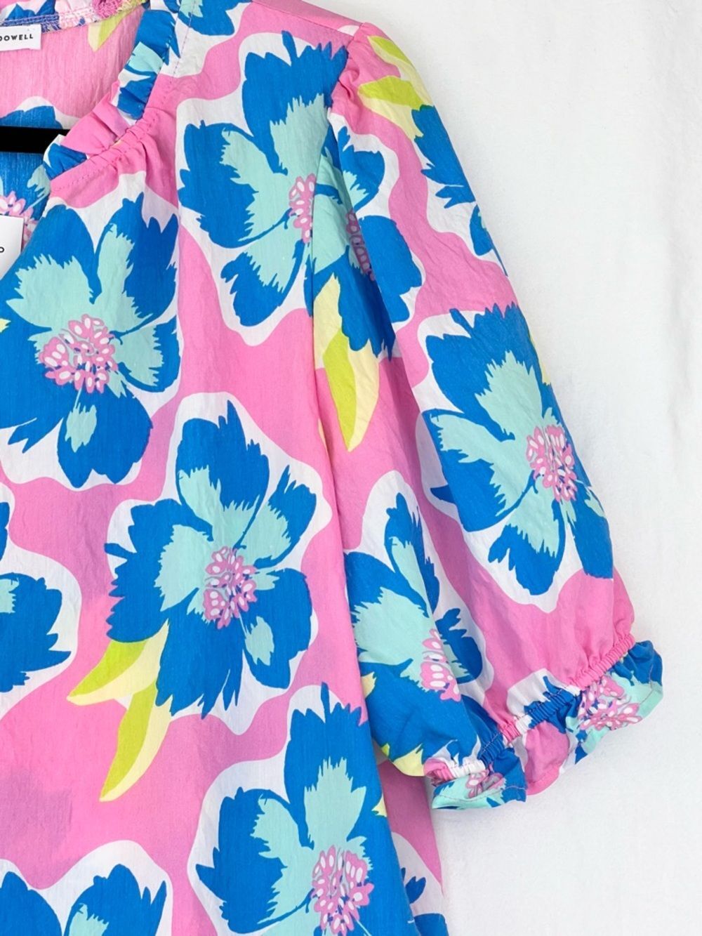 NWT Michelle McDowell Malia Sea FLower Pink Blouse Sz L Colorful Spring Casual - Picture 6 of 13